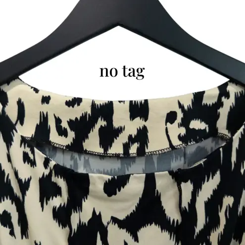 Perceptions Womens Large Midi Black Cream Ikat Print Sleeveless Indie Business Casual