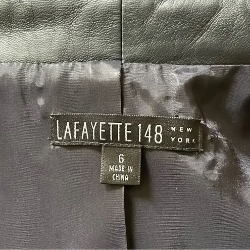 Lafayette 148  New York Women’s Lambskin Leather Moto Ruched Jacket Size 6