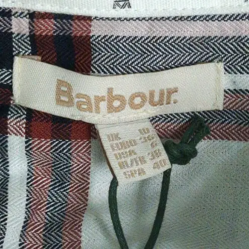 Barbour Bethwin Shirt Cloud Check Herringbone Plaid Button Front 6 New