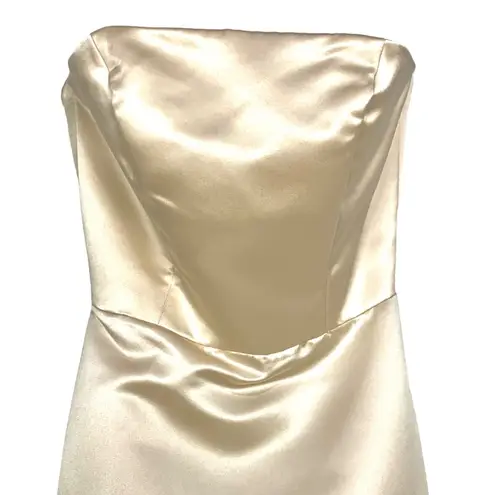 Bill Levkoff Strapless Ivory Satin Gown Wedding Formal 4 Bridesmaid Mother Bride Elegant