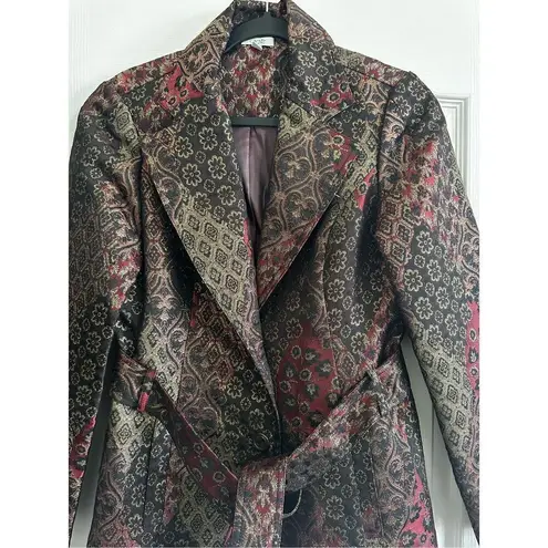 Cache  Metallic Floral Print Blazer Jacket Belted size 2