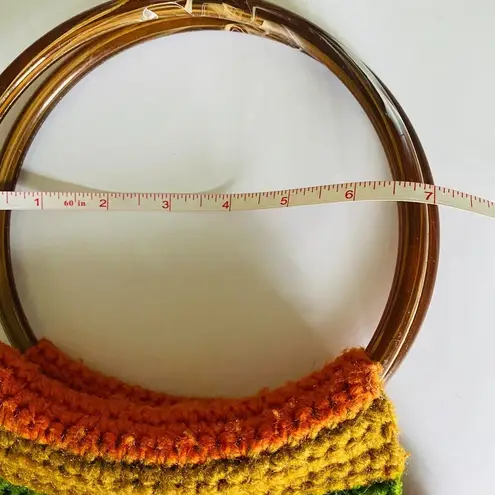 Vintage Multicolor Granny Crochet Bag with Acrylic Handles Vintage