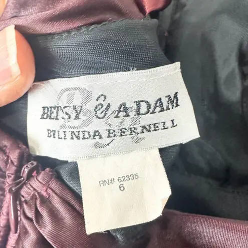 Betsy and Adam Betsy Adam Vintage Halter Ombre Maxi Gown Size 6 Satin Pleated Maroon Whimsigoth