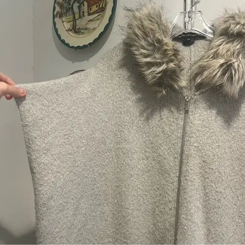 French Connection  Poncho Cardigan with Fur Lined Hood - Image 4