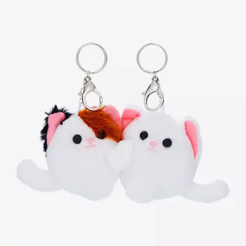 Cute Cat Keychain Set White