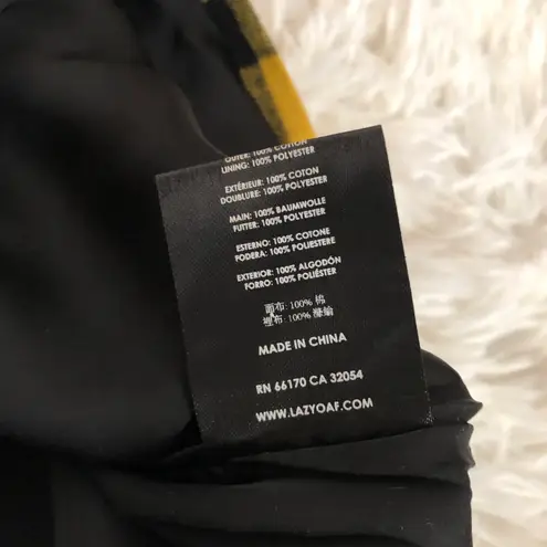 Lazy Oaf Pinny pinafore yellow plaid mini dress