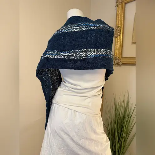 New Rising Tide Artisan Made Zola Woven Fringe Scarf Ocean Blue