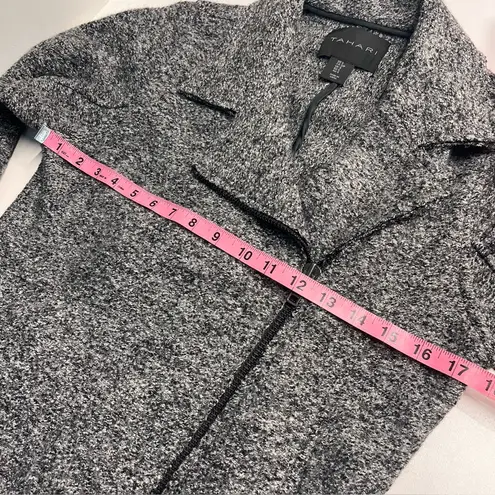 Tahari wool blend jacket size small notch moto jacket tweed jacket neutral grey