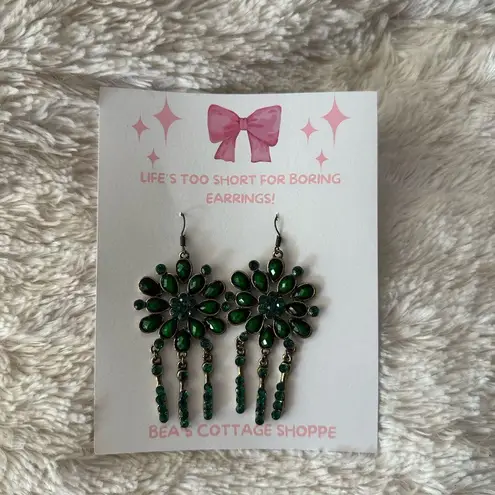 Emerald Green Floral Earrings