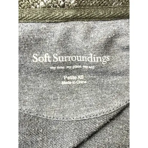 Soft Surroundings Pullover Tunic Top Blue Shawl Collar Knit Cuffs Size Petite XS