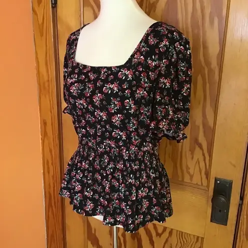 Alison Andrews Gothic feminine floral peplum shirt