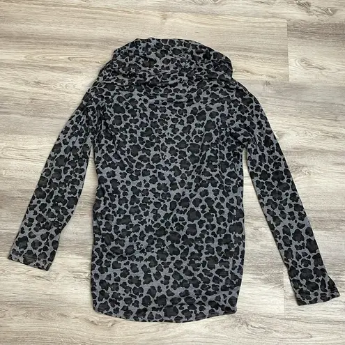 Allen Allen Gray, Black & Purple Leopard Print Open Front Cardigan Size Medium