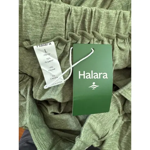 Halara NWT High Waisted Tie Front Palazzo Wide Leg Flowy Knit Pants Green Large