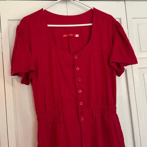 Verbo 100% linen red jumpsuit short sleeve size M Size M