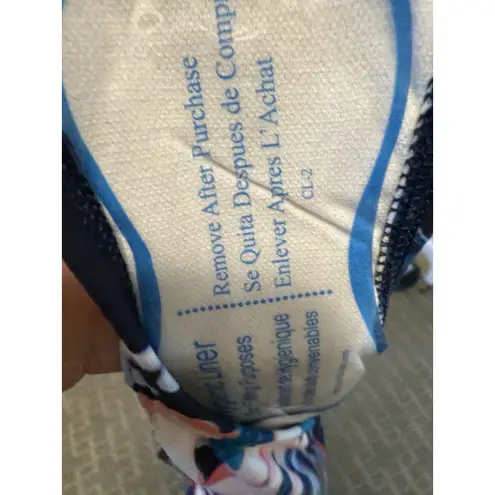 Carmen Marc Valvo One-Shoulder Cutout One-Piece Tropical Print Swimsuit Size 14