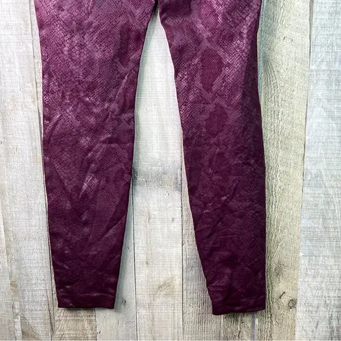 INC International Con. Skinny Leg Regular Mid Rise Animal Print Burgundy Pants Size 2