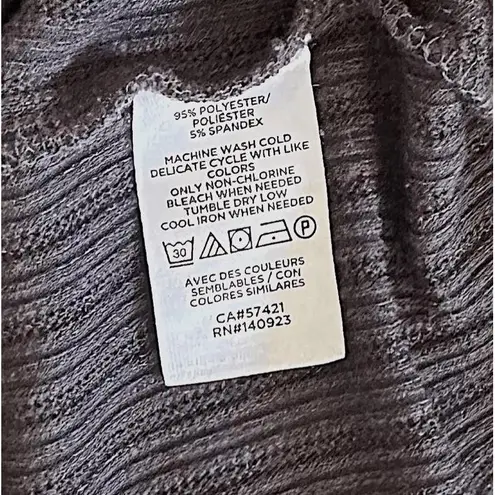 Loft Womens Gray Lace Ruffle Ribbed Casual Chic Top Size Large