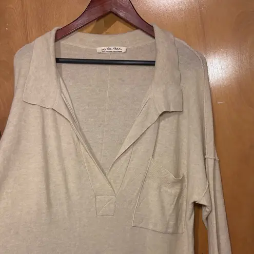 Free People Cream Wool/Cashmere Long Sleeve Midi Dress