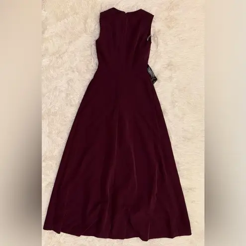 Kay Unger NWOT Zeda Crepe Dress Burgundy Pantsuit