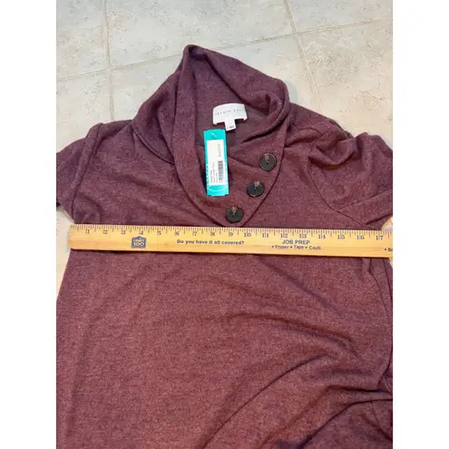 French Grey NWT Anita Sweater Dress Burgundy Size L Button Cowl Neck Cozy Knit