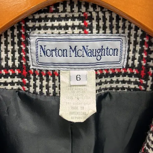 Norton Mcnaughton Vintage 80’s Wool Blend Blazer 6 Black White Red