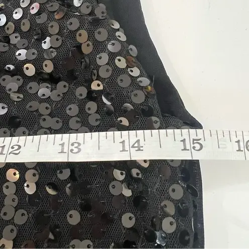 YVETTE FASHION Black Sequin Sleeveless Tank Top Women's Party Glam Stretch Size M