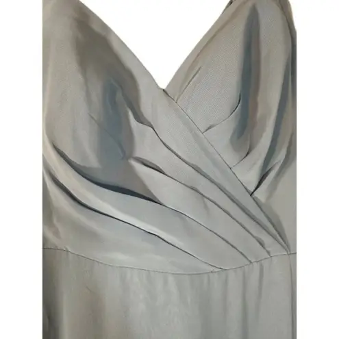 Azazie Dusty Blue Sleeveless Long Cut Out Back Bridesmaid Dress Women Sz A8