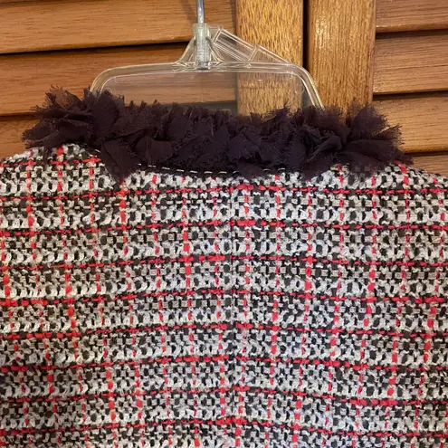 Neiman Marcus ESCADA Exclusive For Tweed Checked Jacket with Brown Trim Size 34