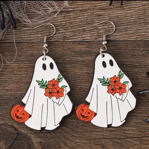 🌸 4 for $20 Halloween Ghost Earrings, Halloween, Boho, Ghost, Vintage Fall White