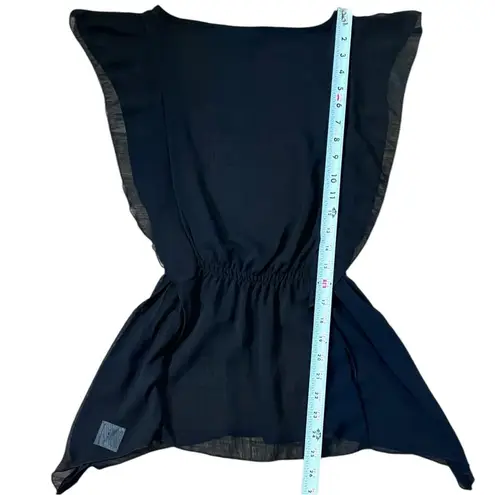 Apostrophe Sheer Black Gathered Hem Blouse Womens XS Feminine Romantic Goth