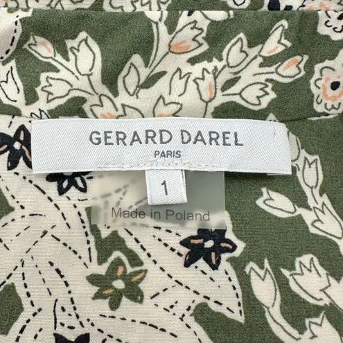 Gerard Darel | Size 1 | Carmel Printed Sleeveless Button-Down Top in Khaki Green