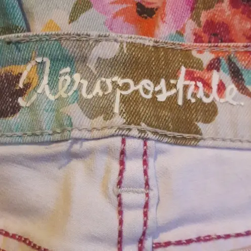 Aeropostale Aero Floral Ultra Skinny Blue Jeans Ashley Pants 4