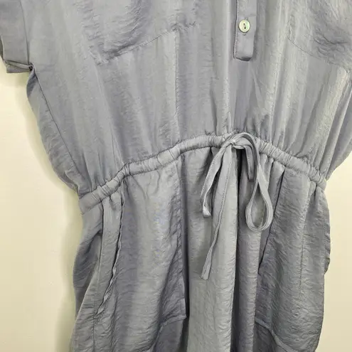 Prómesa Promesa Blue V-Neck Short Sleeve Collar Drawstring Romper Women's Size Medium M