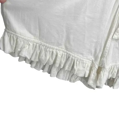 Piyama Romper White Lightweight Ruffle Drawstring Waist Bridal Resort XS