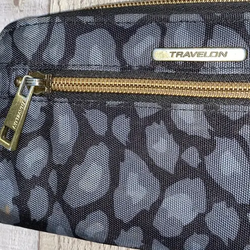 Travelon black & grey leopard print wallet