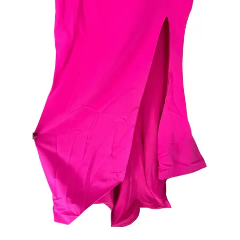 Velvi Sochi Hot Pink Feather Trim Gown Strapless size 10 Mermaid Maxi NWT