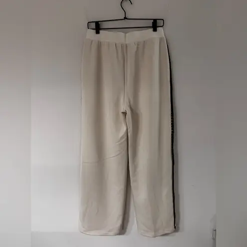 Unique Side Scallop Sweatpants M Cream Black Size M