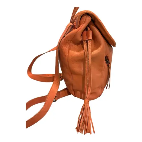 Orange Woven Leather Backpack