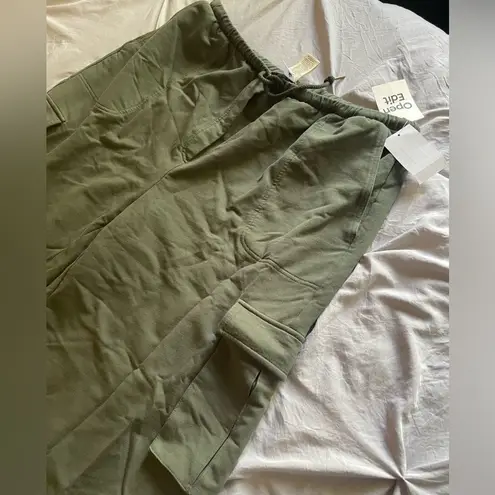 Open Edit Baggy Stretch Jersey Cargo Pants green olive