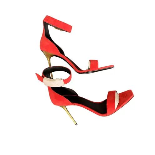 Balmain NIB Uma Suede High Heel Sandals in Red Size EU 38/US 8