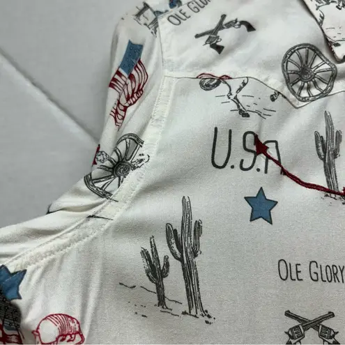 Cruel Shirt Women Medium *no Tag* Bull Western Cowgirl Horse America USA FLAG White