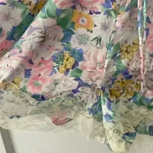 Victoria's Secret Gold Label Victoria Secret blue/pink floral romper with lace detail; size S