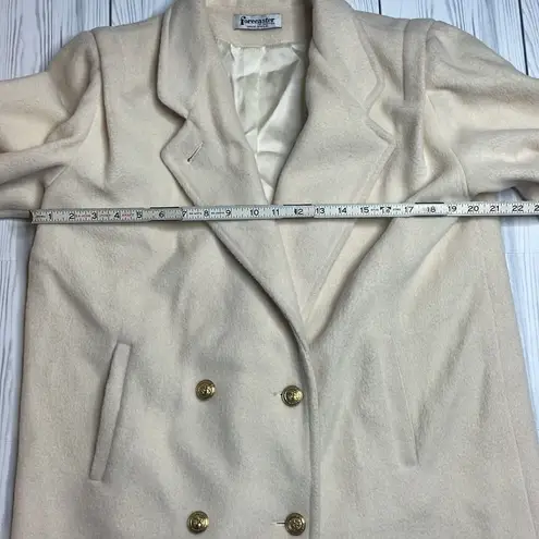 70s Vintage Ivory Wool Forecaster Coat military naval style double breasted Med White