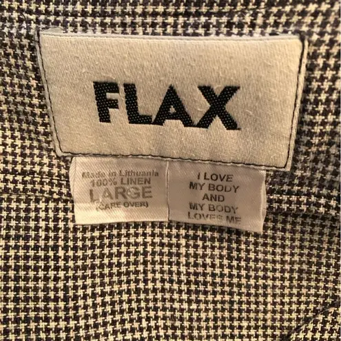 Flax L 100% Linen Black White Button Jacket Shirt Capsule Lagenlook Minimalist