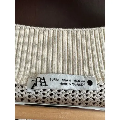 ZARA  | Cream Open Weave Oversized Sweater Vest | Size Medium