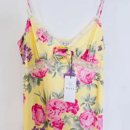 WAYF Floral Yellow midi Dress NEW