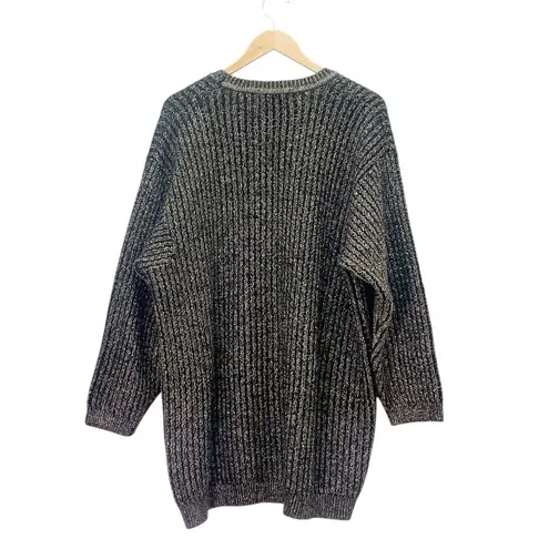 Classiques Entier Classiques Merino Wool Blend Textured V-Neck Oversized Sweater Black Gold Medium - Image 3