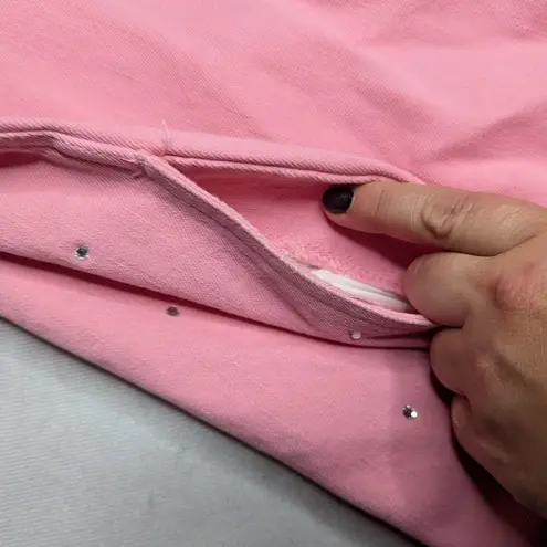 Quacker Factory Vtg Y2K Pink Rhinestone Embellished Cotton Denim Jacket S