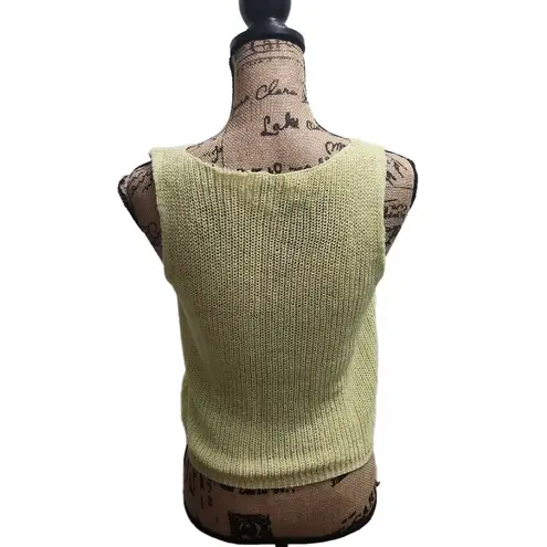 She + Sky Womens Knit Top Size S Light Green Ruched Drawstring Crop Y2K