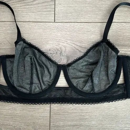 Victoria's Secret Victorious Secret Unlined Balconet Sheer Black Shimmer Bra‎ Size 32DD